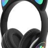 Audífonos Diadema Orejas de Gato Bluetooth con Micrófono y Luces LED – Estilo, Diversión y Sonido