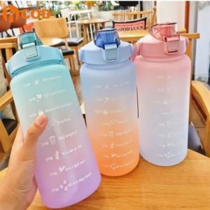 Combo X2 Botella Motivacional de 2 Litros + Stickers Fitness – Hidratación con Estilo para tus Entrenamientos