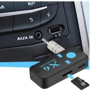 Adaptador Bluetooth X6 para Carro con Plug Jack 3.5mm – Conecta tu Música y Llamadas Sin Cables