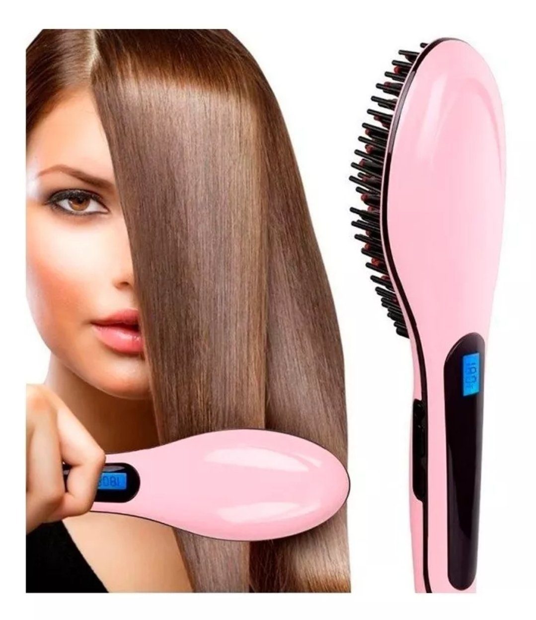 Cepillo Alisador Eléctrico de Cerámica – Plancha y Peina en un Solo Paso