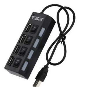 Hub USB 4 Puertos Multipuerto 2.0 con Interruptor Individual y Luces LED