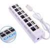 Hub USB 7 Puertos Multipuerto 2.0 PC004 con Botón Individual y LED Indicador