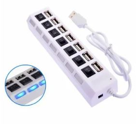Hub USB 7 Puertos Multipuerto 2.0 PC004 con Botón Individual y LED Indicador