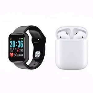 Combo Smartband Y68 + Audífonos I12 – Conectividad y Sonido de Alta Calidad