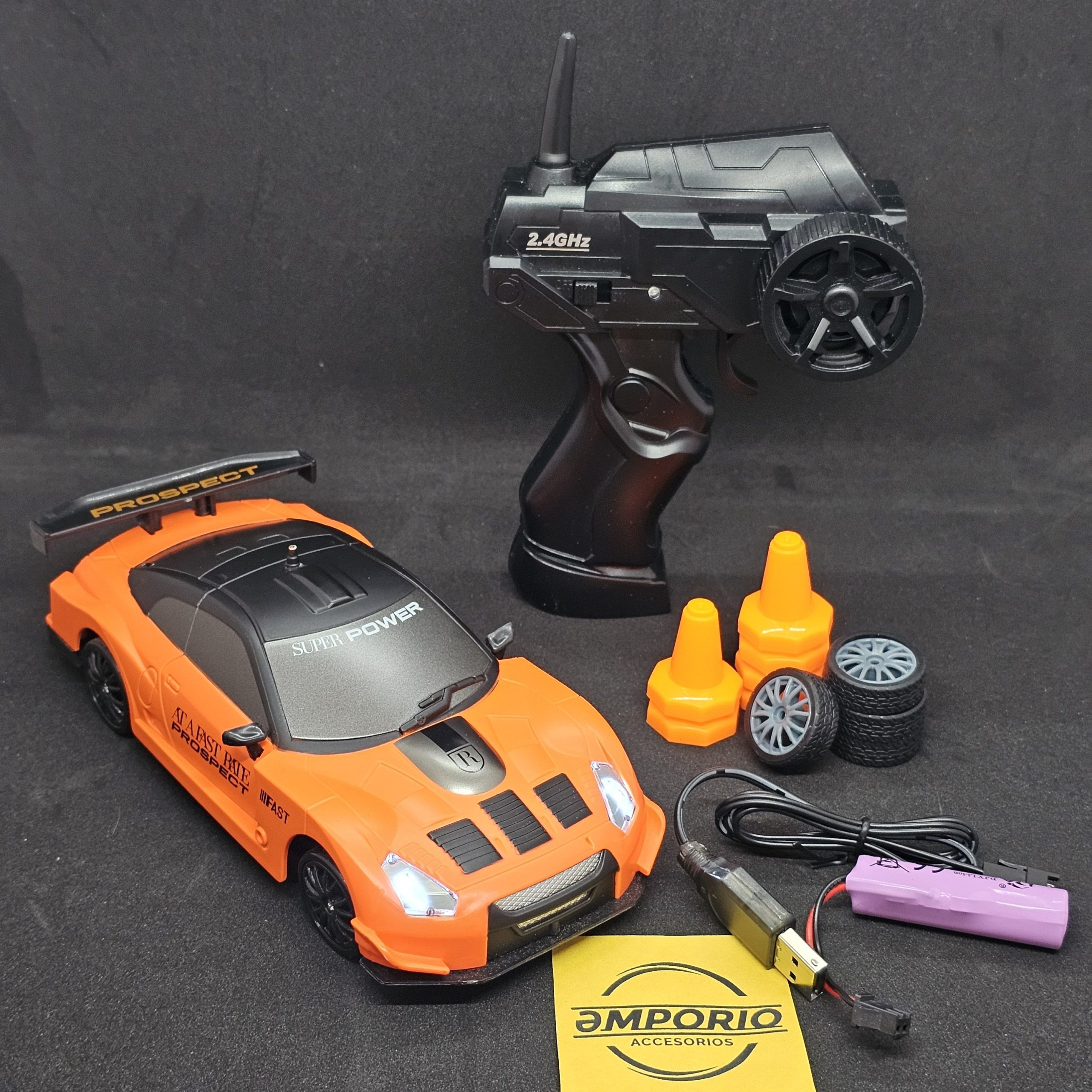 Auto Drift RC 2.4G de Colección a Control Remoto con Luces LED y Llantas Intercambiables - Image 4