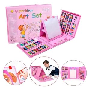 Kit de Arte 208 Piezas con Estuche Plástico – Set Completo para Niños, Jóvenes y Artistas | Set Completo de Dibujo y Pintura