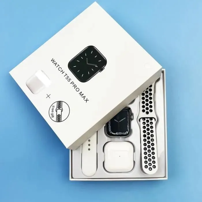 Combo Smartwatch T55 Pro Max con Audífonos Bluetooth y Correa de Regalo – Reloj Inteligente Multifunciona - Image 2