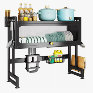 Escurridor de Platos 65 cm con Tapa Protectora | Organizador de Cocina Grande y Resistente
