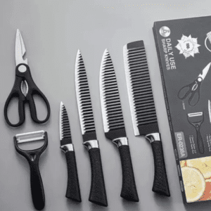 Juego de Cuchillos Profesionales 6 Piezas Acanalados | Todo en Uno para Cocina con Mango Ergonómico