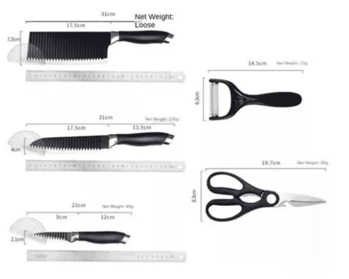 Juego de Cuchillos Profesionales 6 Piezas Acanalados | Todo en Uno para Cocina con Mango Ergonómico - Image 5
