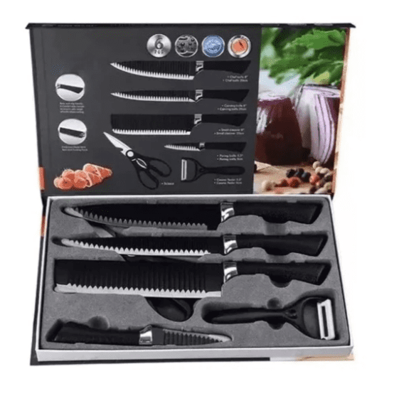 Juego de Cuchillos Profesionales 6 Piezas Acanalados | Todo en Uno para Cocina con Mango Ergonómico - Image 4