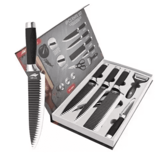 Juego de Cuchillos Profesionales 6 Piezas Acanalados | Todo en Uno para Cocina con Mango Ergonómico - Image 3