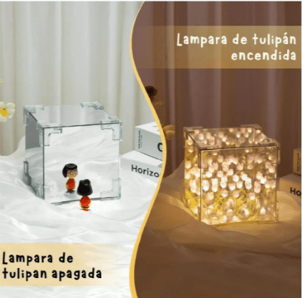 Lámpara de Tulipanes Infinitos DIY en Cubo 12x12 cm | Decorativa, Personalizable y con Efecto 3D - Image 6