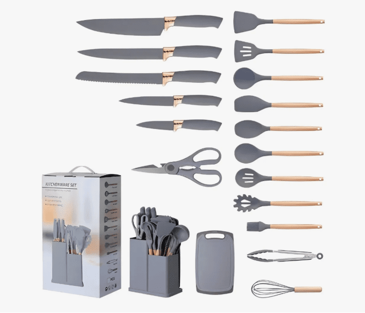 Set de Utensilios de Cocina en Silicona + Cuchillos y Tabla 19 Piezas | Completo y Antiadherente - Image 7