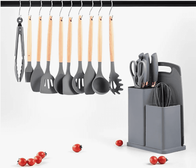 Set de Utensilios de Cocina en Silicona + Cuchillos y Tabla 19 Piezas | Completo y Antiadherente - Image 6