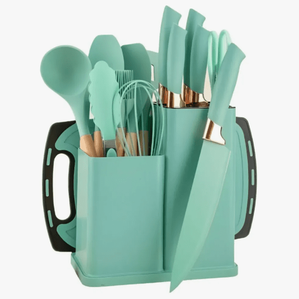 Set de Utensilios de Cocina en Silicona + Cuchillos y Tabla 19 Piezas | Completo y Antiadherente - Image 4