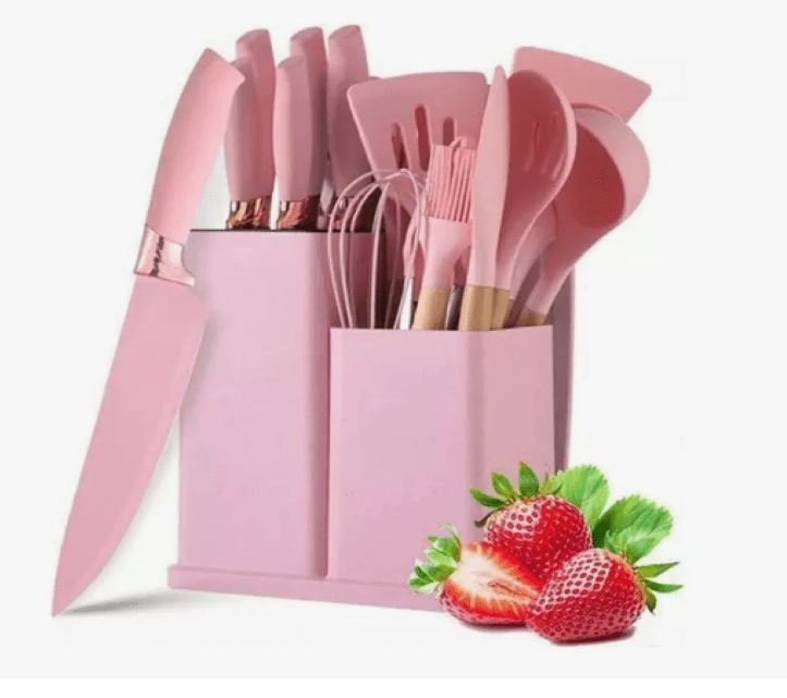 Set de Utensilios de Cocina en Silicona + Cuchillos y Tabla 19 Piezas | Completo y Antiadherente - Image 3