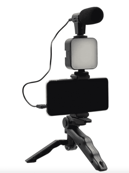 Kit Estabilizador con Luz LED AY49 para Celular | Soporte Vlog Profesional Color Negro - Image 6