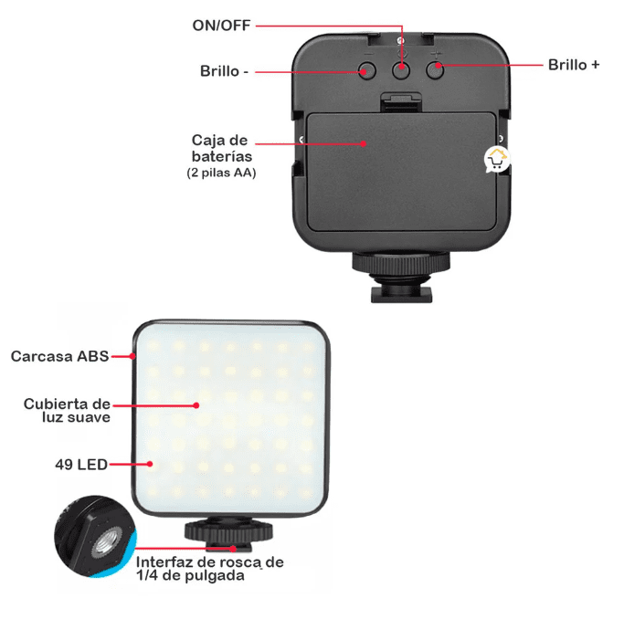 Kit Estabilizador con Luz LED AY49 para Celular | Soporte Vlog Profesional Color Negro - Image 3