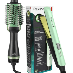 Combo Plancha Remington Aguacate + Cepillo Secador | Cuidado Capilar Profesional Antifrizz