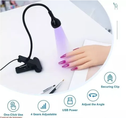 Lámpara UV LED Clip-On para Uñas con Brazo Flexible y Secado Rápido Color Negro - Image 5