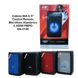 Cabina de Sonido Bluetooth NIA 6.5 Pulgadas Portátil con Luces LED Ref. AN-2106