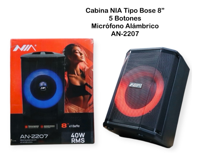 Cabina de Sonido Bluetooth NIA 8” Tipo Bose 5 Botones Recargable Ref. AN-2207 - Image 3