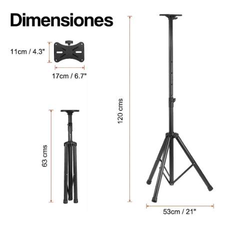 Trípode para Cabina y Parlante 120 cm de Altura Ajustable Color Negro - Image 3