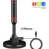 Antena TDT Digital 5 Metros para Televisión Full HD Señal Abierta Color Negro