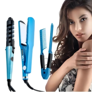 Combo Plancha Nano Titanium 3 en 1 Profesional 110V con Rizador y Peine para Cabello Genérico