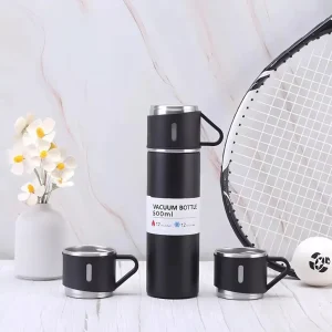 Termo Térmico de Acero Inoxidable 500ml con 3 Tazas Portátil